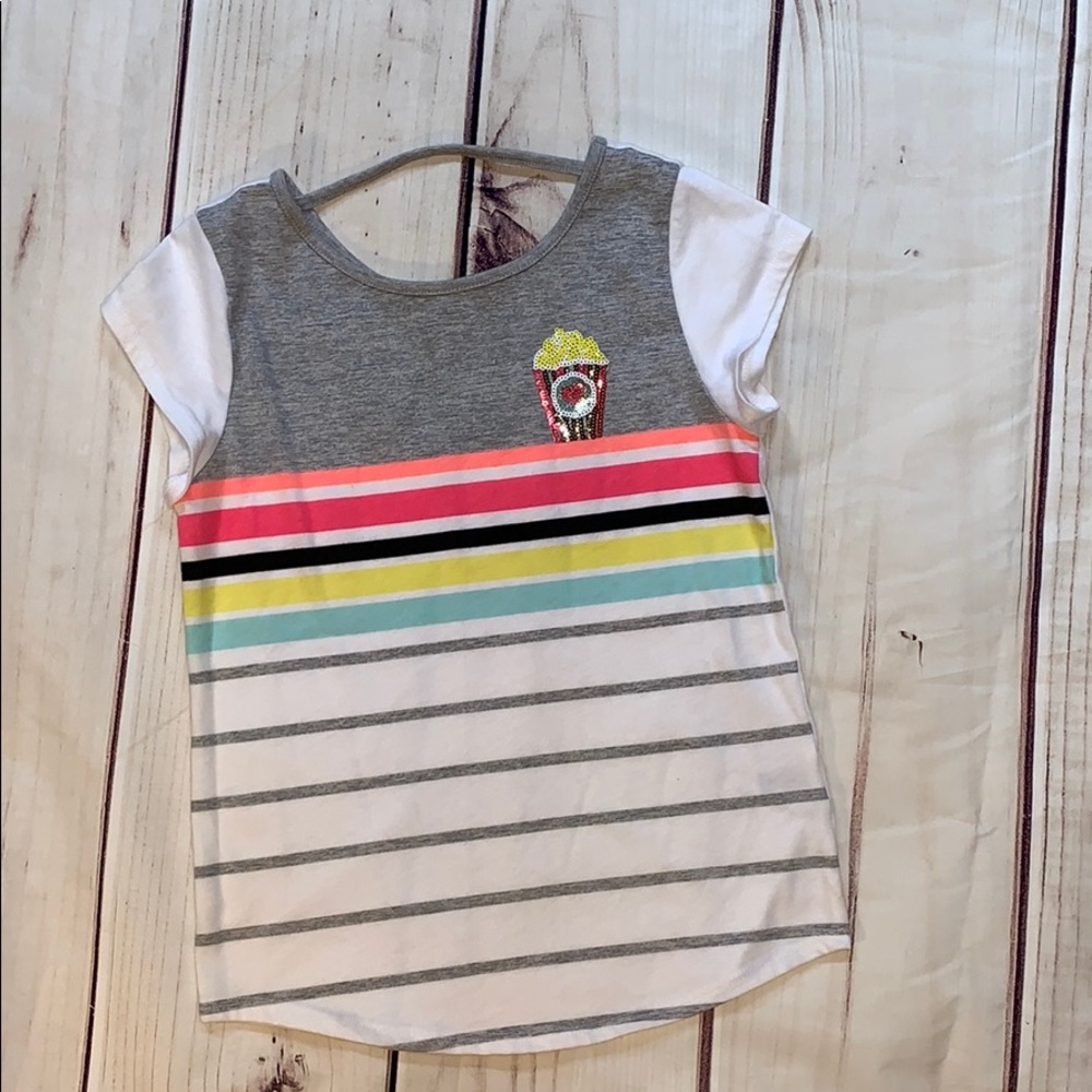 Striped multicolor popcorn T-shirt